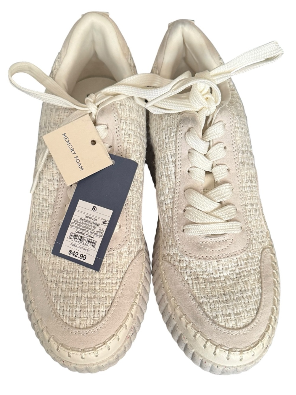 Universal Thread Cream Knit Lace-Up Chunky Sneakers 8.5 NWT